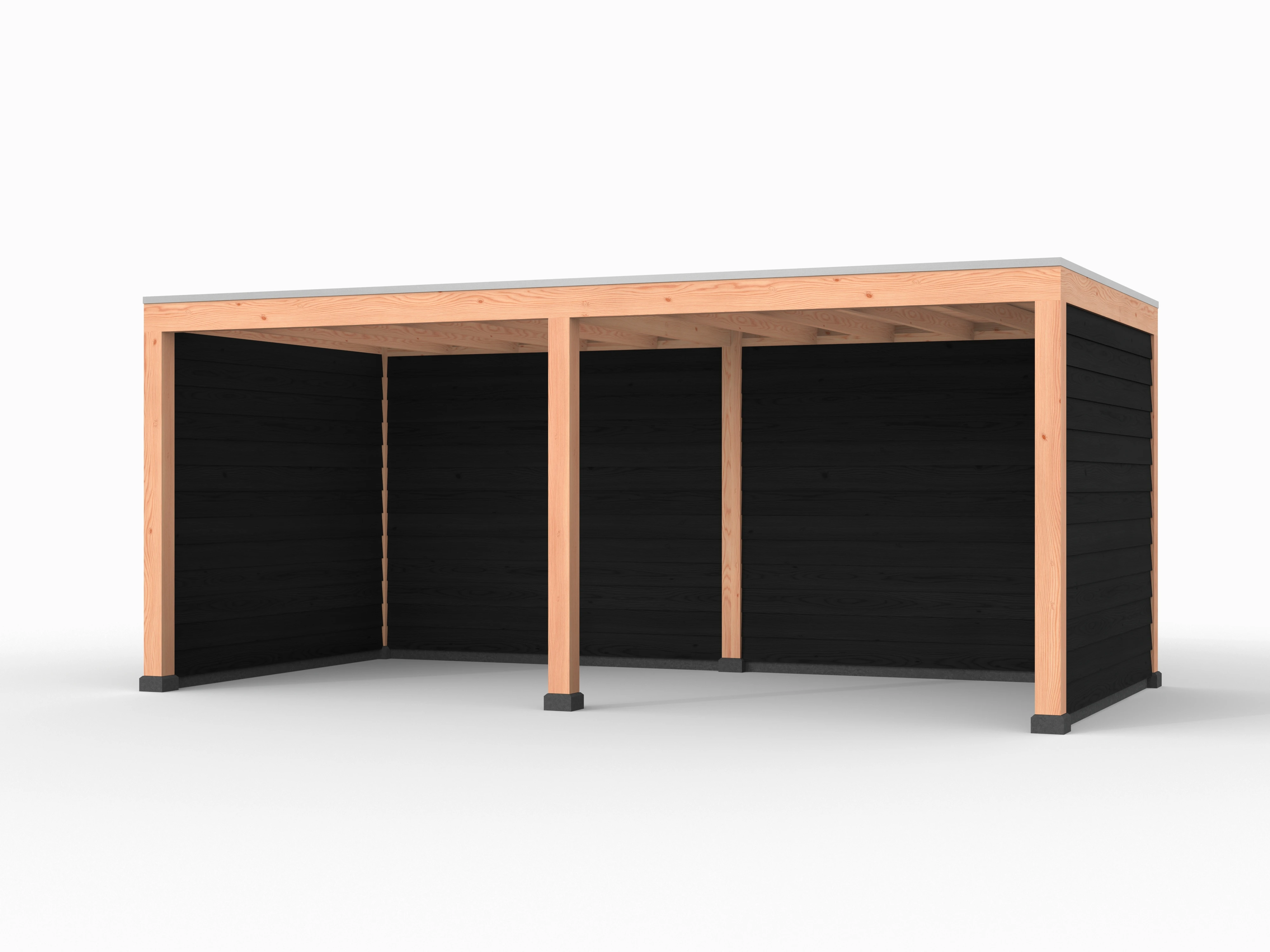 Douglas overkapping, 600 x 300, met achterwand en twee zijwanden, Westwood Elegant zwart - Afbeelding 1
